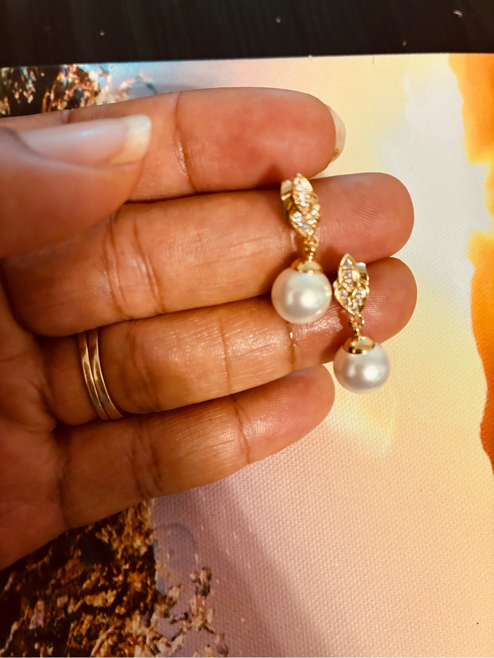 Elegant Gold Pearl Drop Earrings - White Pearls